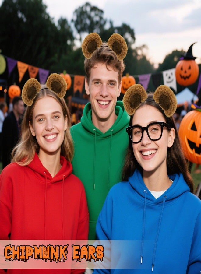 Voiiake Bear or Chipmunk Ears Headband Brown, Cute Care Hairband for Bear Costume, Animal Ear Head Wear for Makeup Washing Face Halloween Cosplay Dress up Costume Adults Women Gift - Image 5